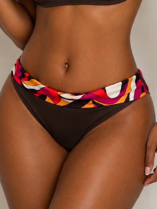 Freya Other - Freya Chocolate Bandeau Bikini Bottoms with Retro Pink-Orange Accent